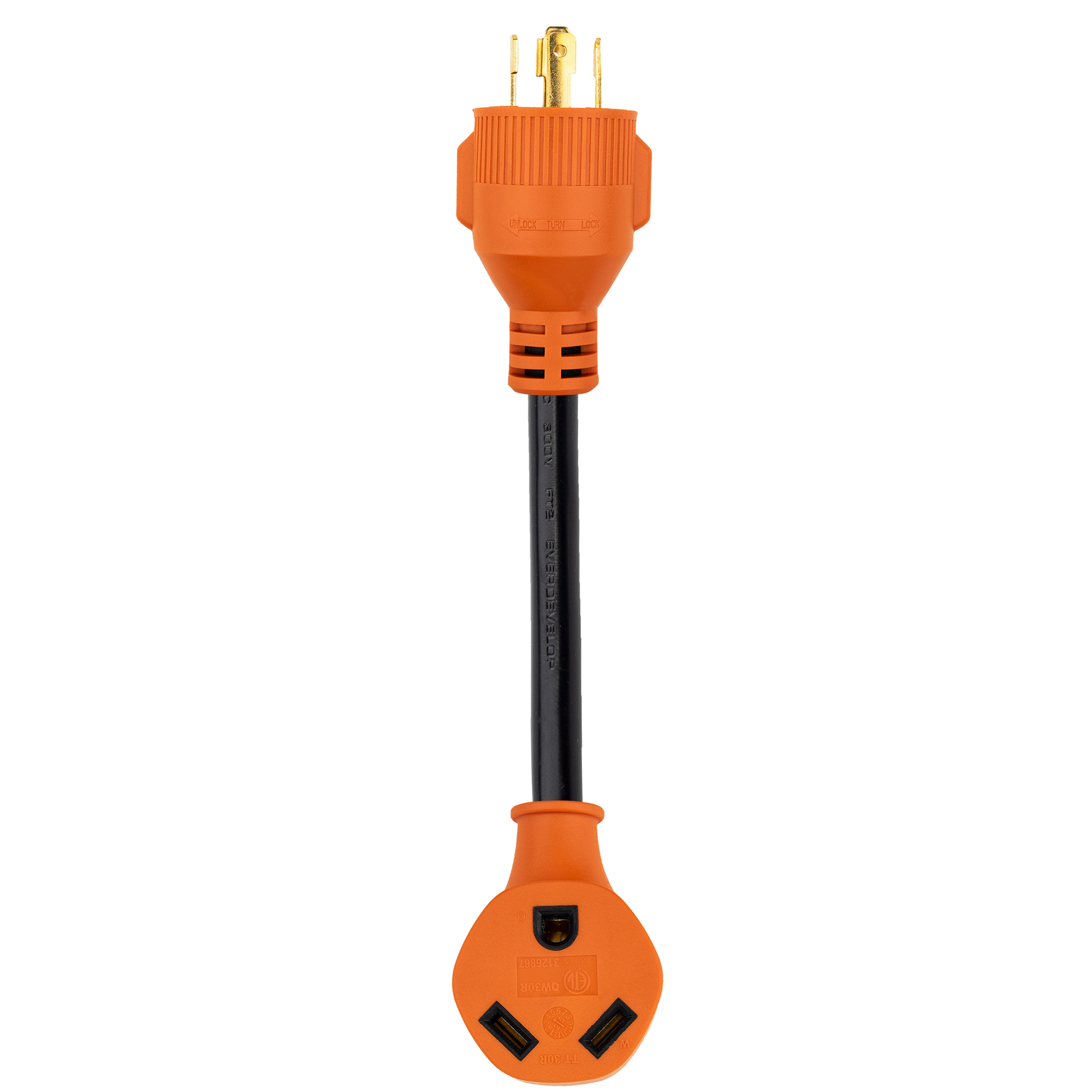 Power Sentry Generator Adapter Cord — 12in., 30A, 4-Pin Locking, Model# GLRVAD430M30F012